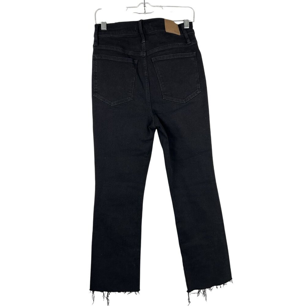 Madewell Womens Sz 28 Black Wash Cali Demi-Boot Jeans Raw Hem Stretch Denim Zip - Picture 2 of 16